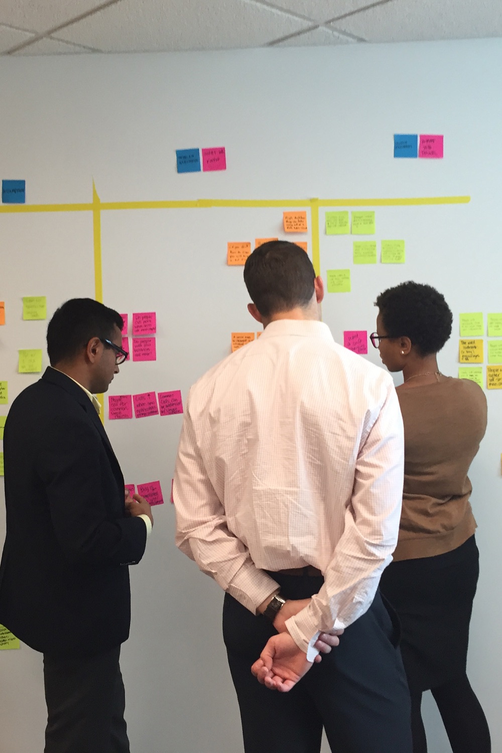 Opportunity-mapping wall with stakeholders and sticky notes — Vanguard